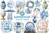 Blue Chinoiserie Spring Clipart Bundle