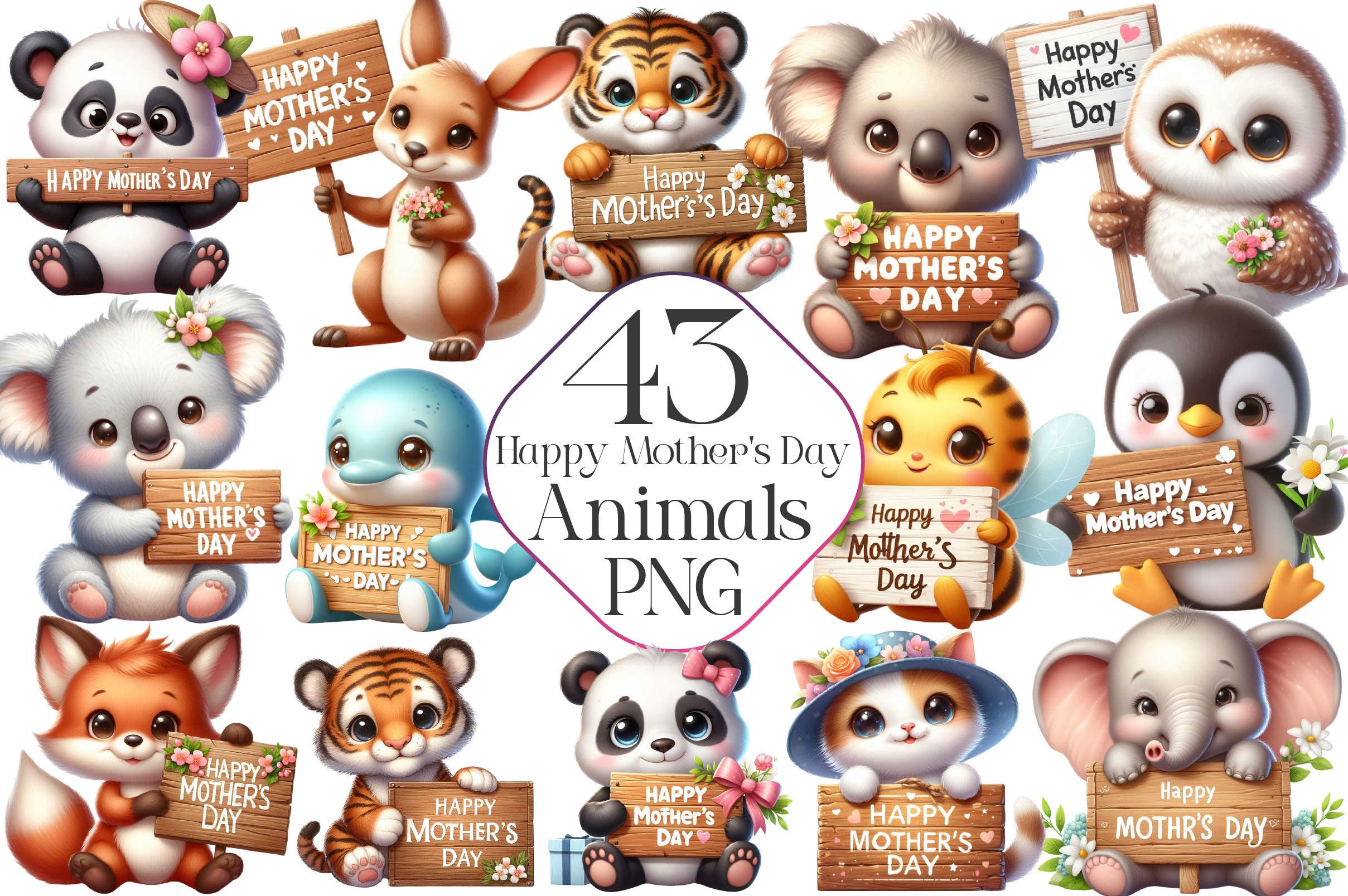 Mothers Day Happy Mothers Day Clipart Bundle