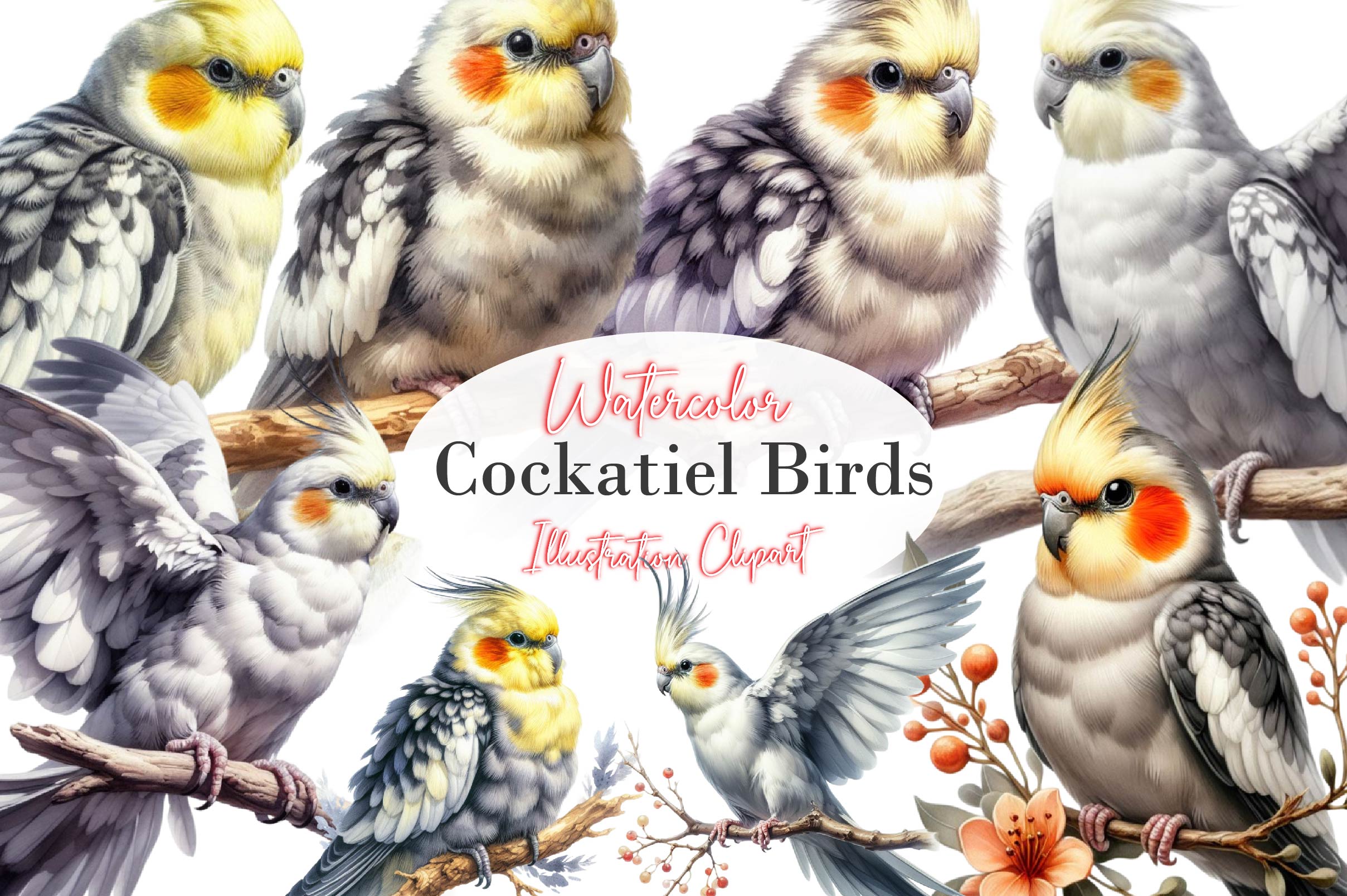 Cockatiel Clipart Bundle