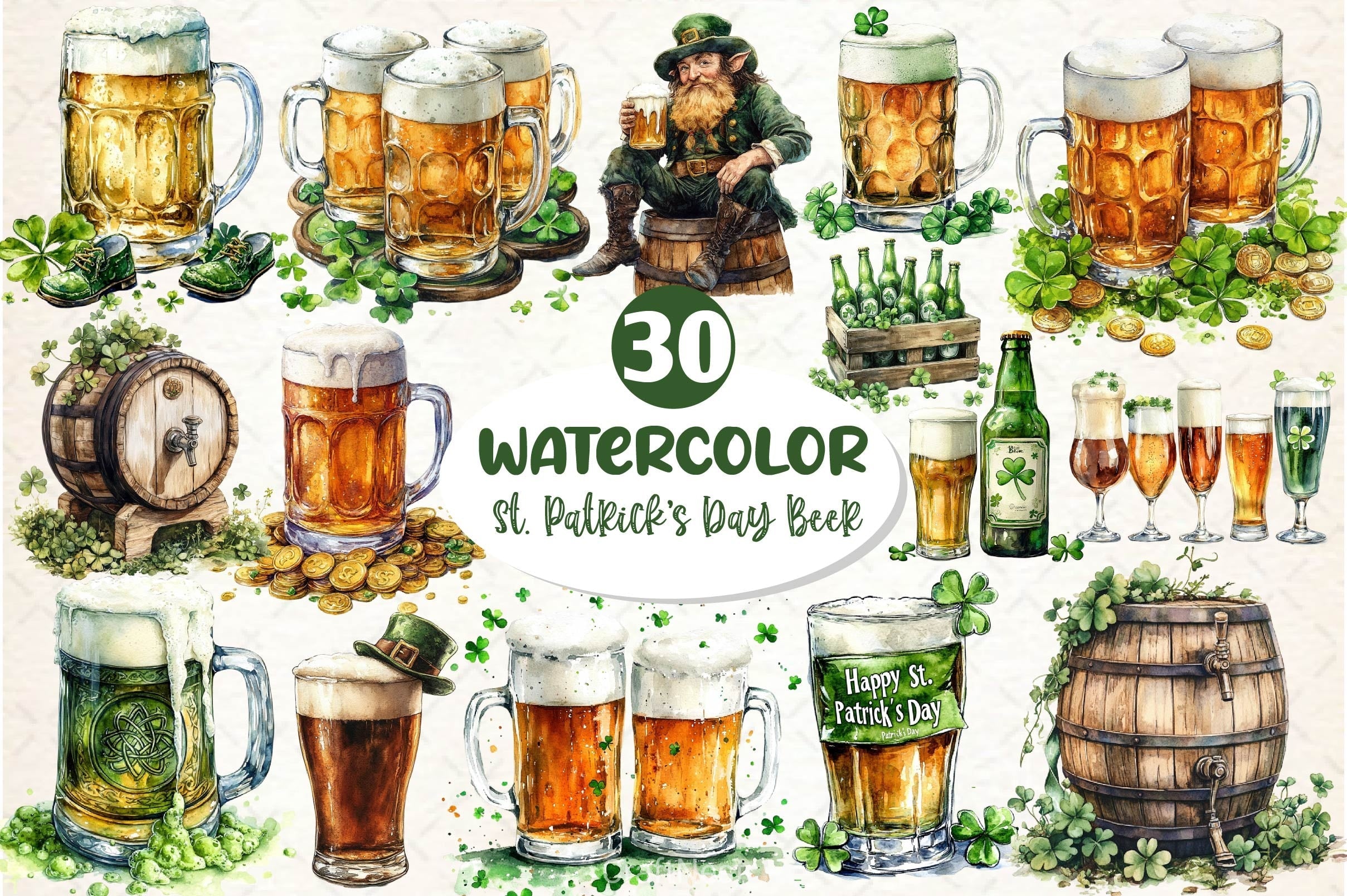 St Patrick's Day Beer Clipart Bundle