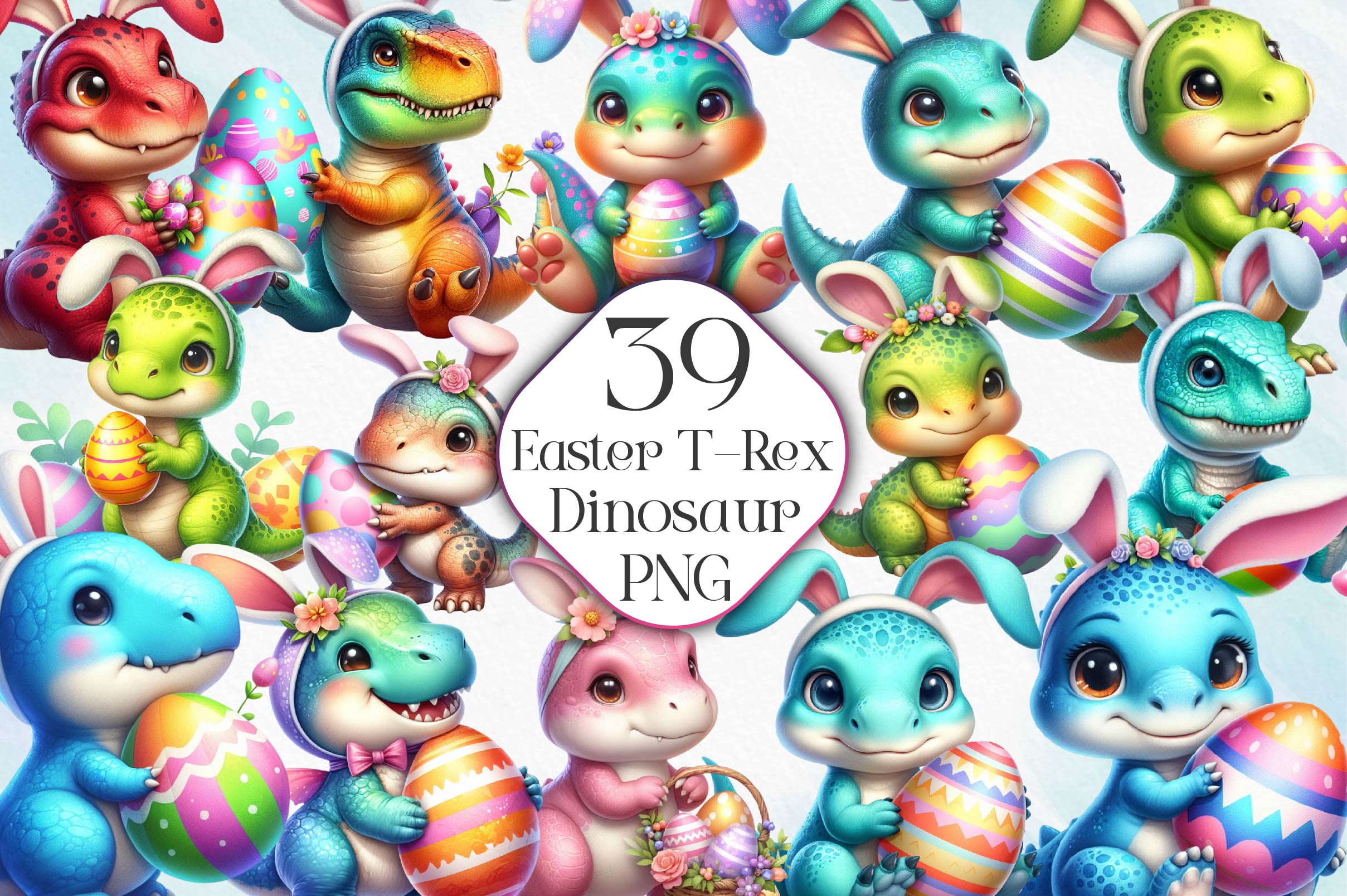 Easter T Rex Dinosaur Clipart Bundle