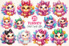 Colorful Coquette Glitter Turkey Clipart Bundle