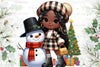 African American Christmas Girl Clipart Bundle 17