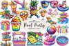 Colorful Pool Party Clipart Bundle