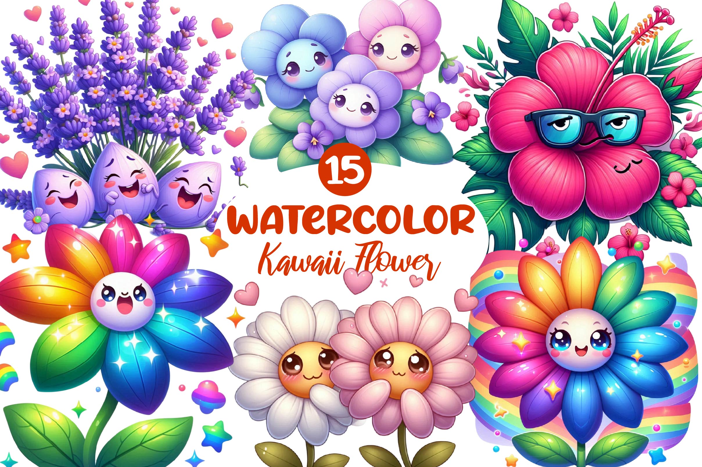 Kawaii Flower Stickers