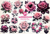 Valentine Pink Gothic Roses Clipart Bundle