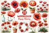 Poppy Flowers Clipart Bundle