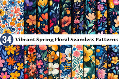 Vibrant Spring Floral Seamless Patterns Digital Paper - CraftNest - Digital Crafting and Art
