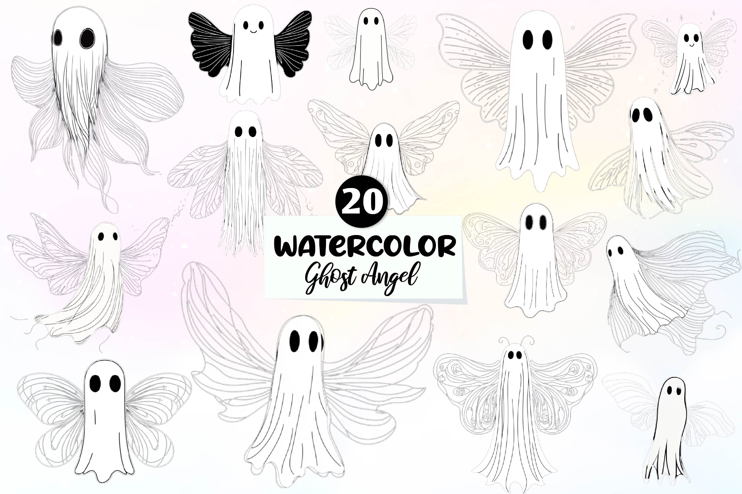 Ghost Angel Clipart Bundle