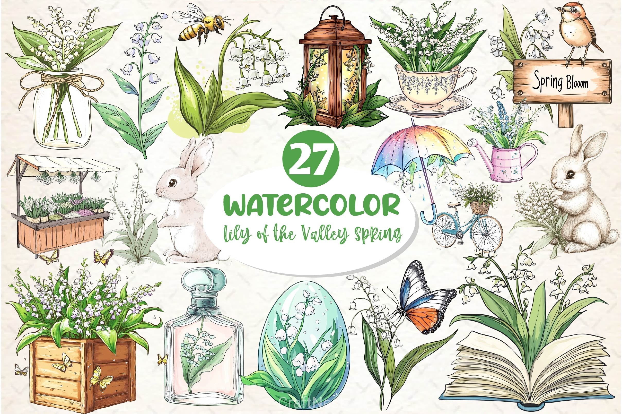 Lily Of The Valley Spring Clipart Bundle 2
