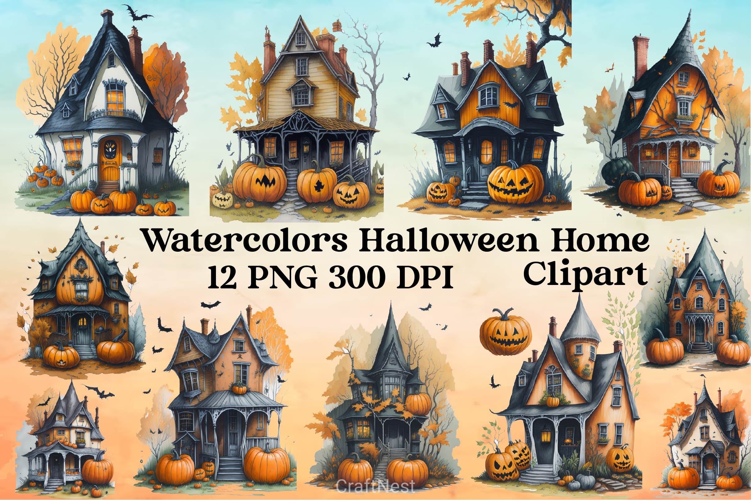 Halloween Home Clipart Bundle
