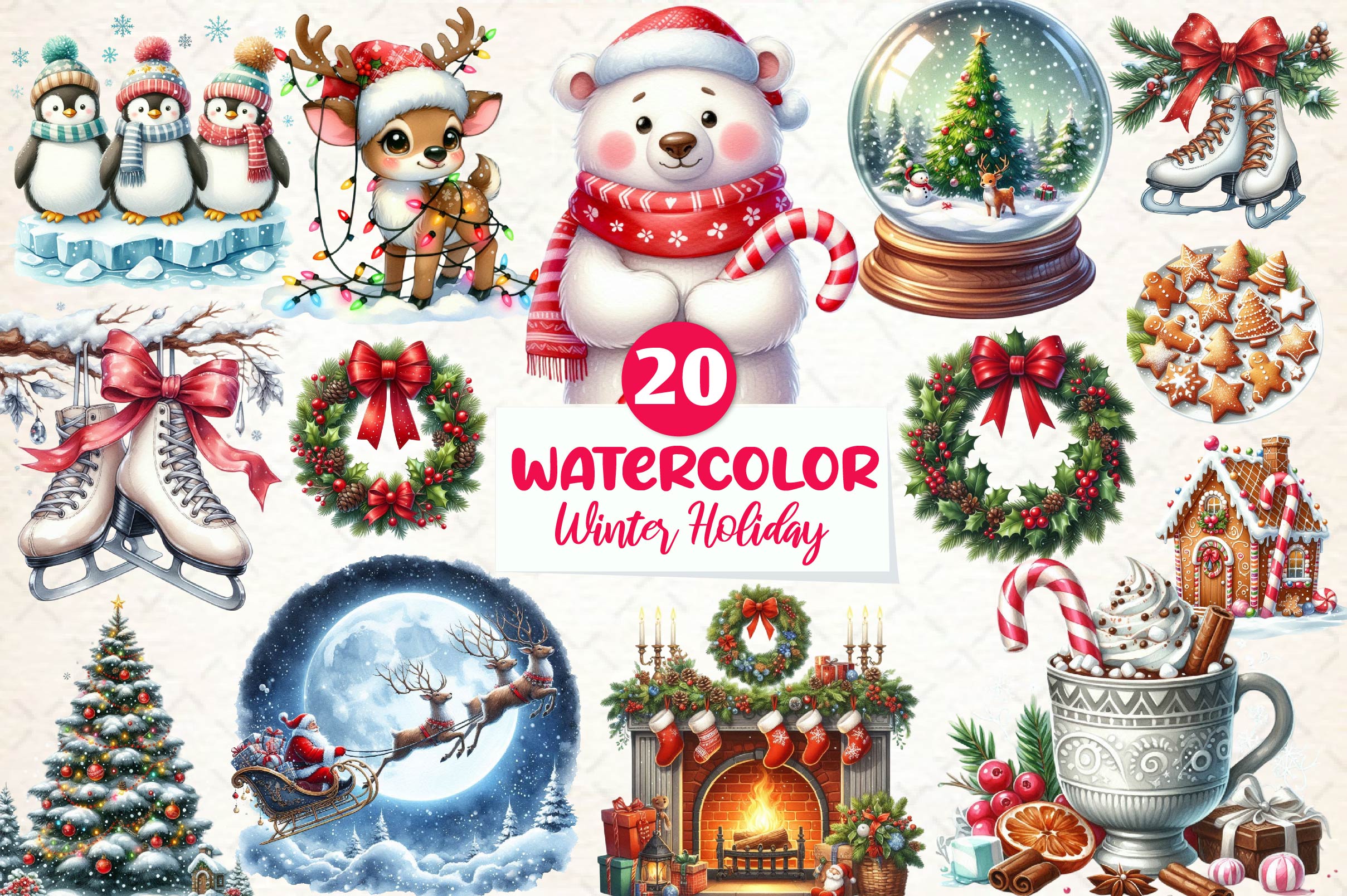 Winter Holiday Clipart Bundle 1