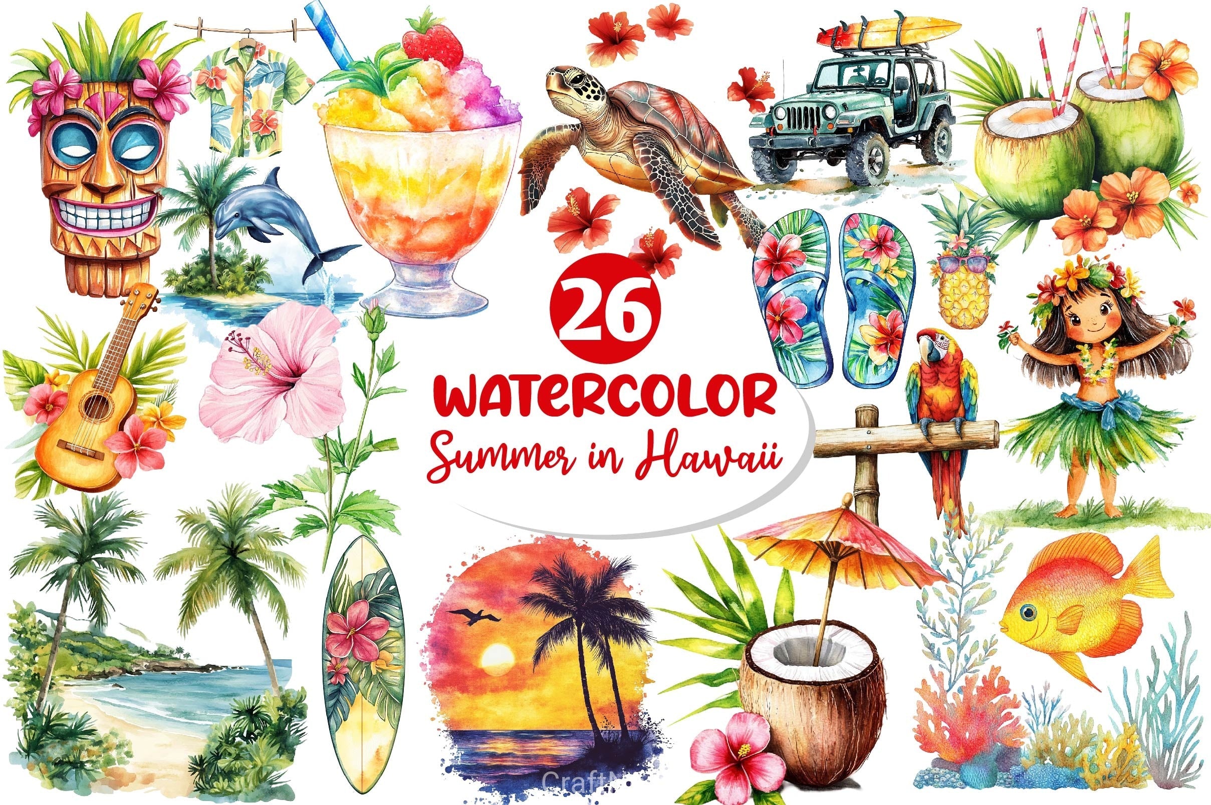 Summer In Hawaii Clipart Bundle