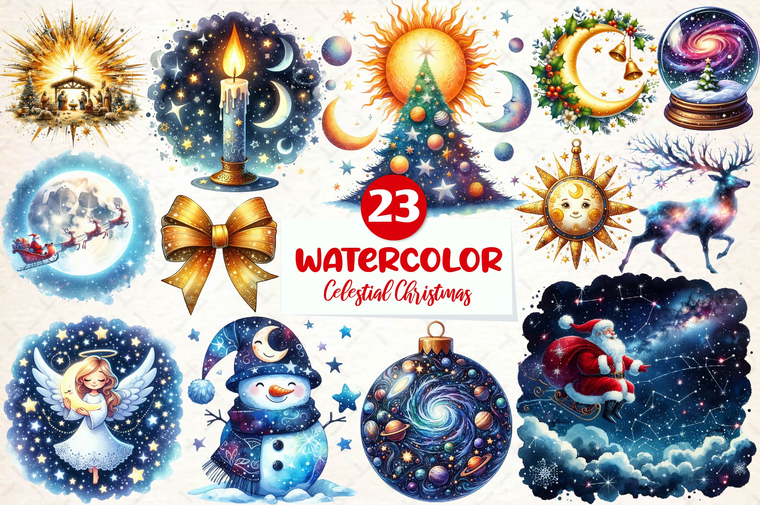 Celestial Christmas Clipart Bundle