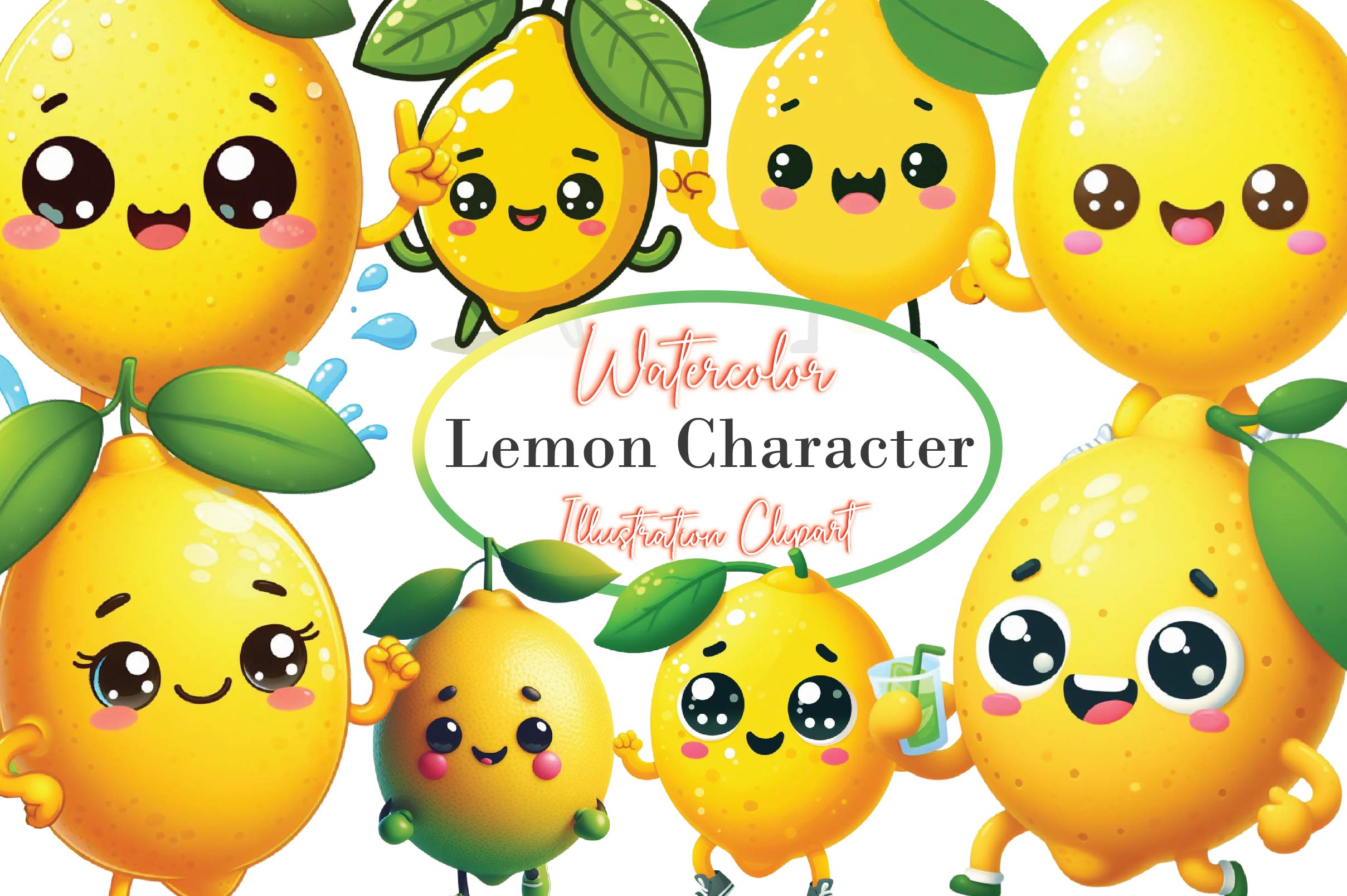 Lemon Character Clipart Bundle