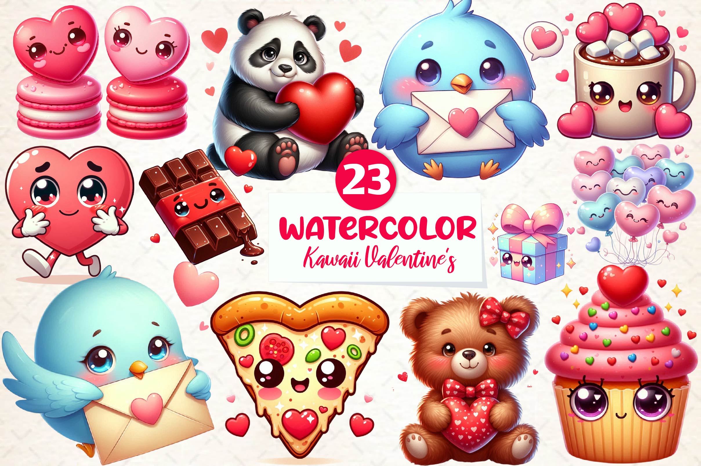 Kawaii Valentine's Day Clipart Bundle