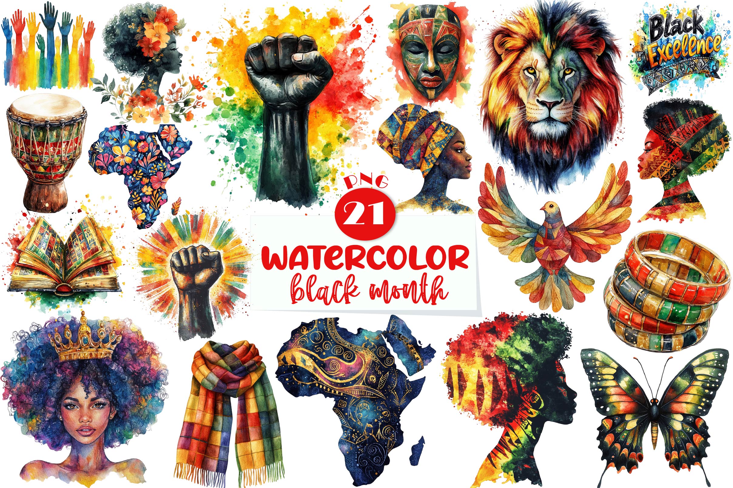 Black Month Clipart Bundle