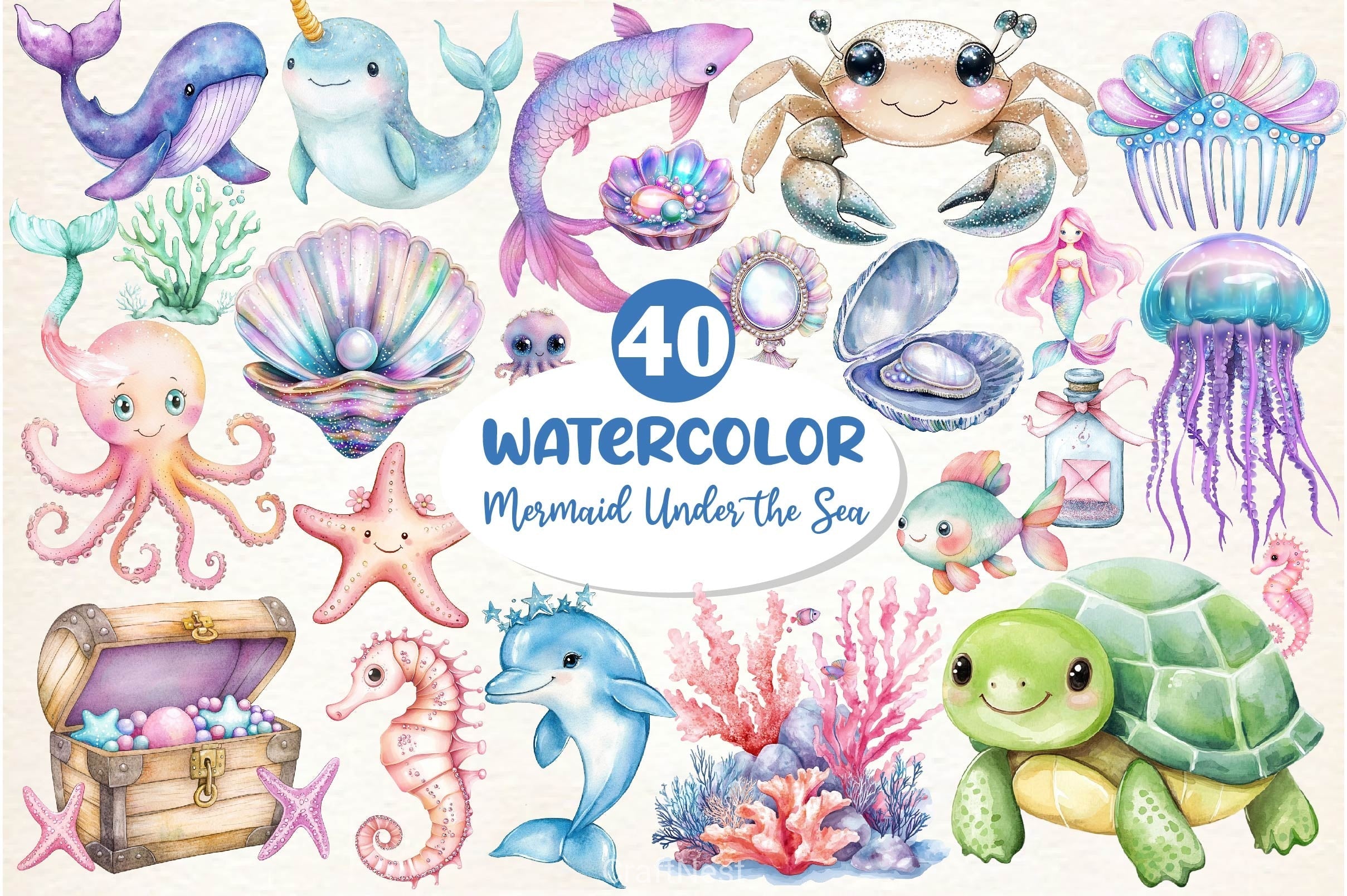 Little Mermaid Under The Sea Clipart Bundle 2