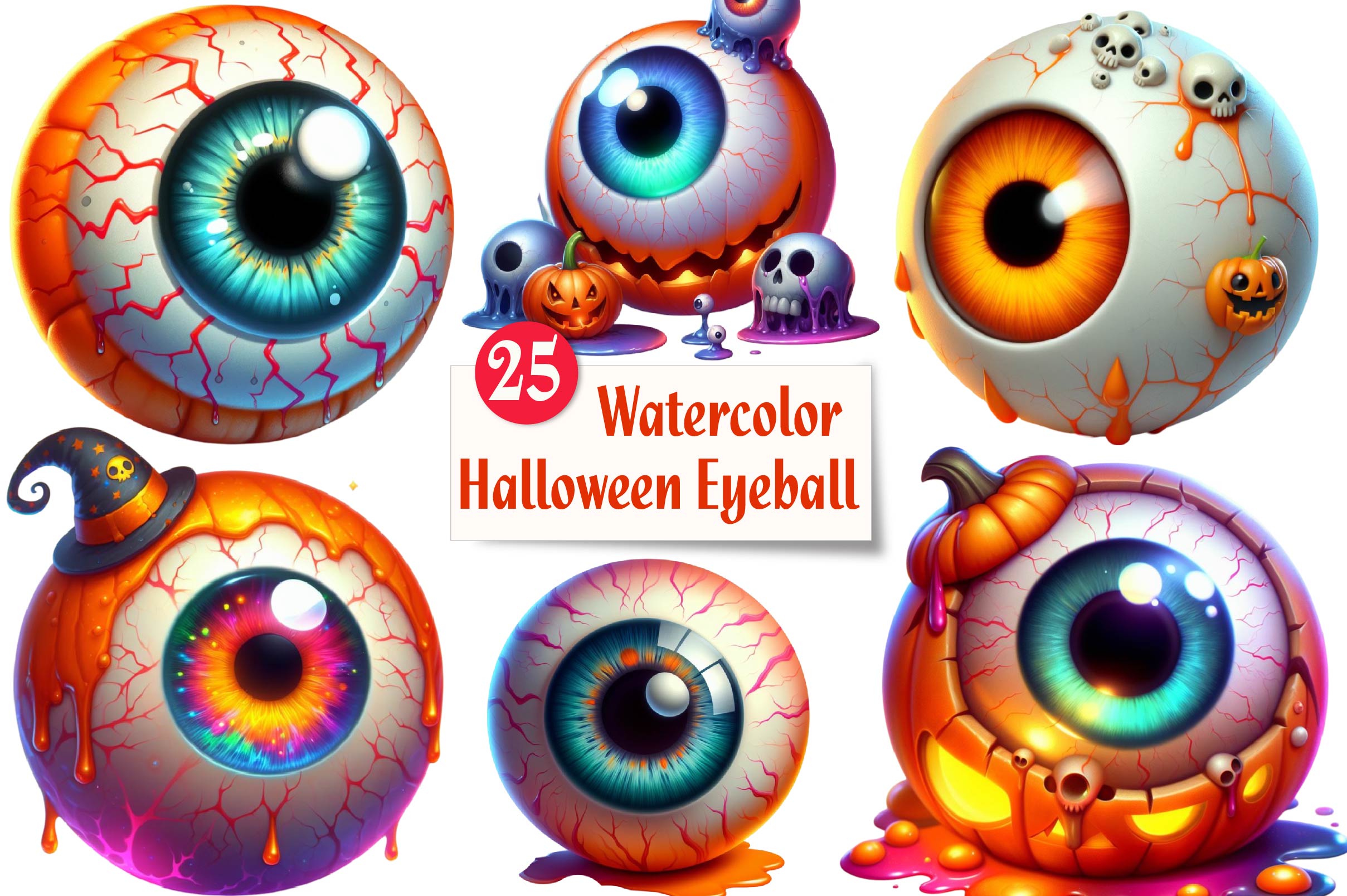 Halloween Eyeball Clipart Bundle