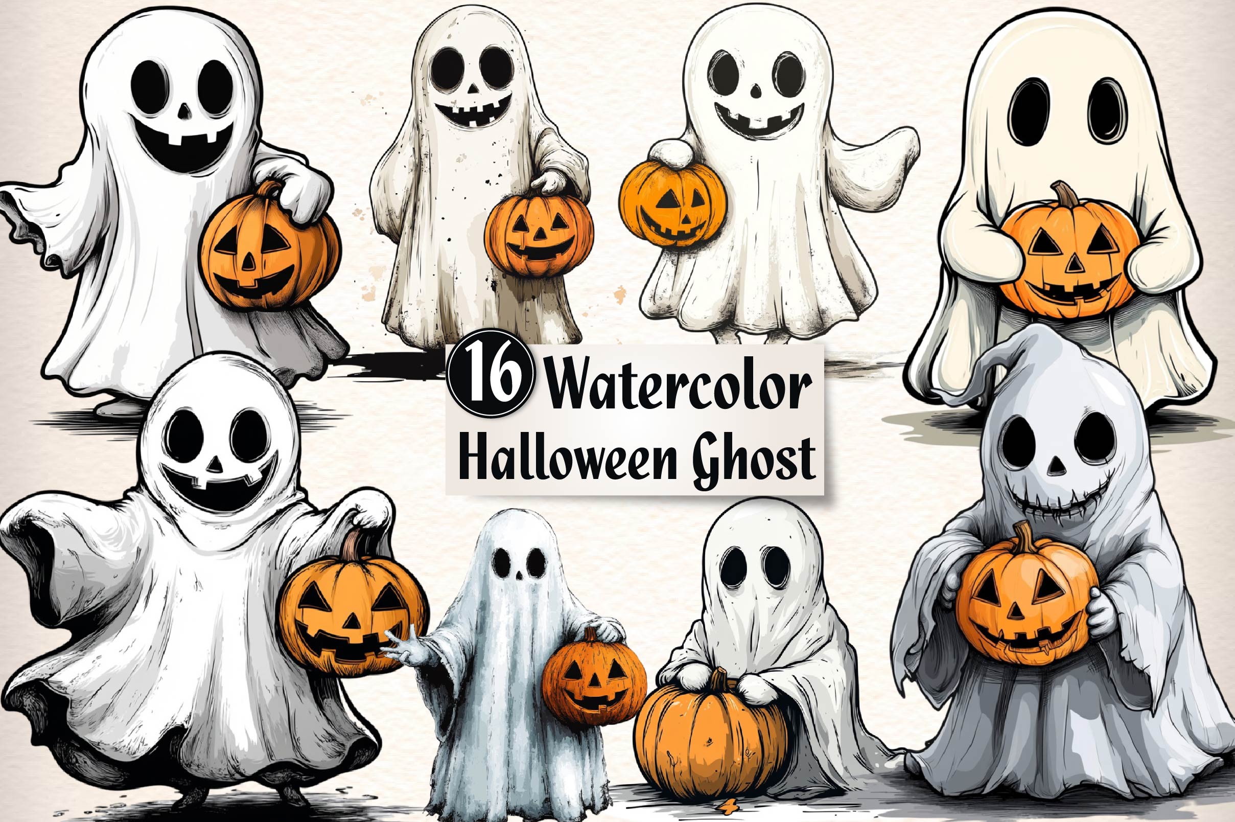 Halloween Ghost Clipart Bundle 1