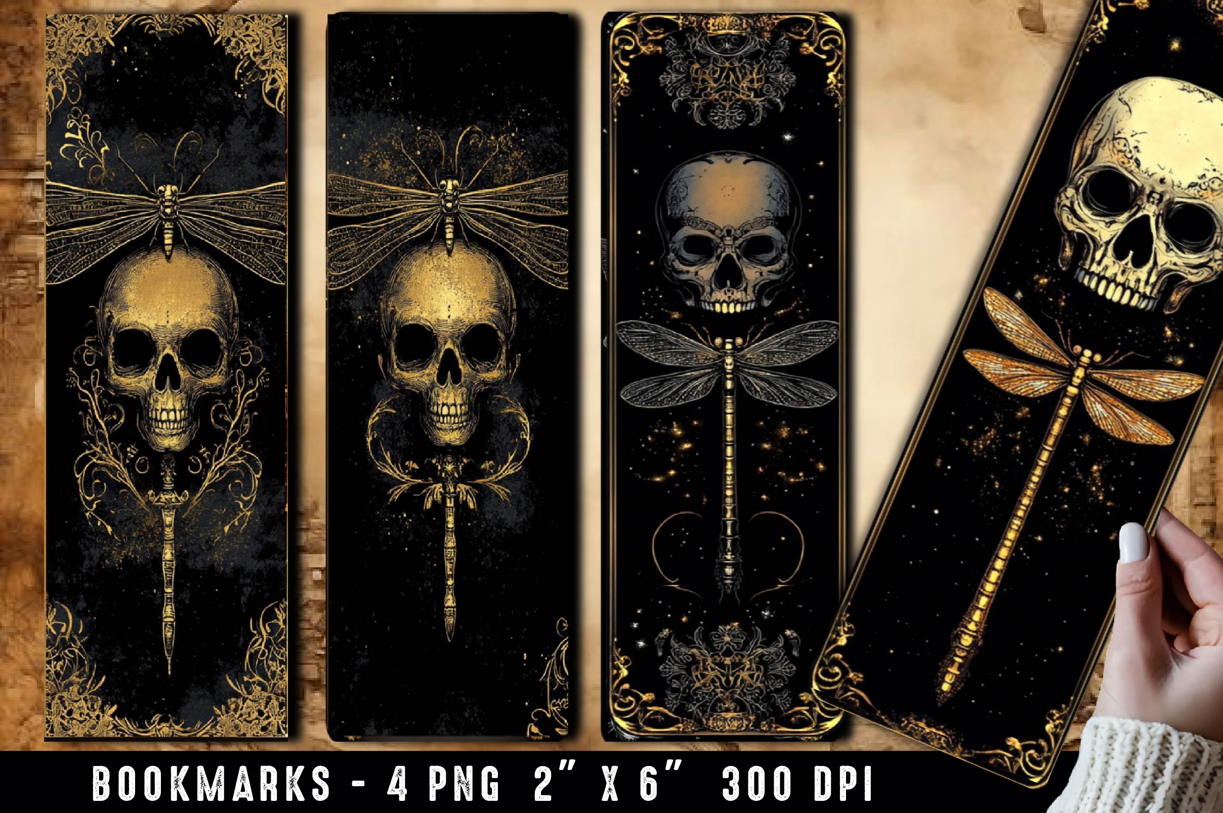 Skull Dragonfly Bookmark