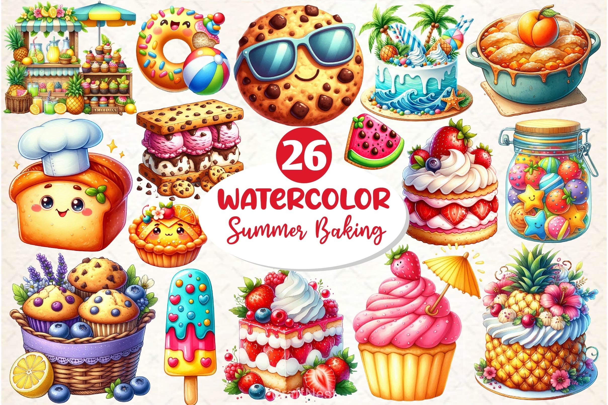 Summer Baking Clipart Bundle