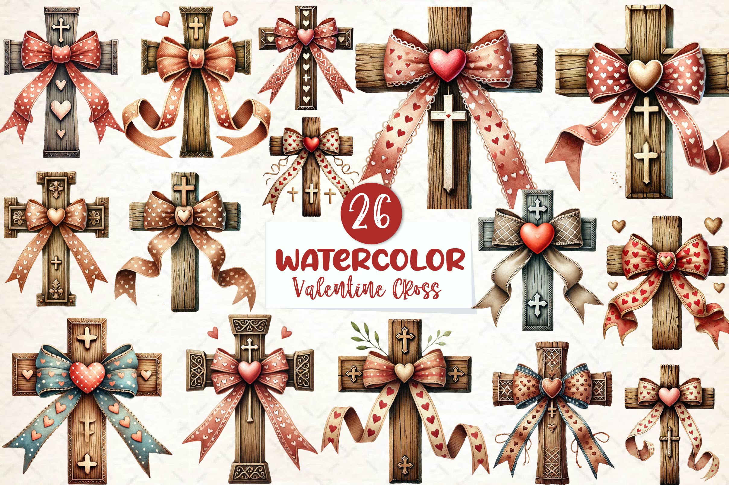 Valentine Cross Clipart Bundle