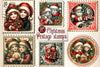 Christmas Girl And Boy Postage Stamps Clipart Bundle
