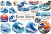 Vintage Ocean Waves Clipart Bundle