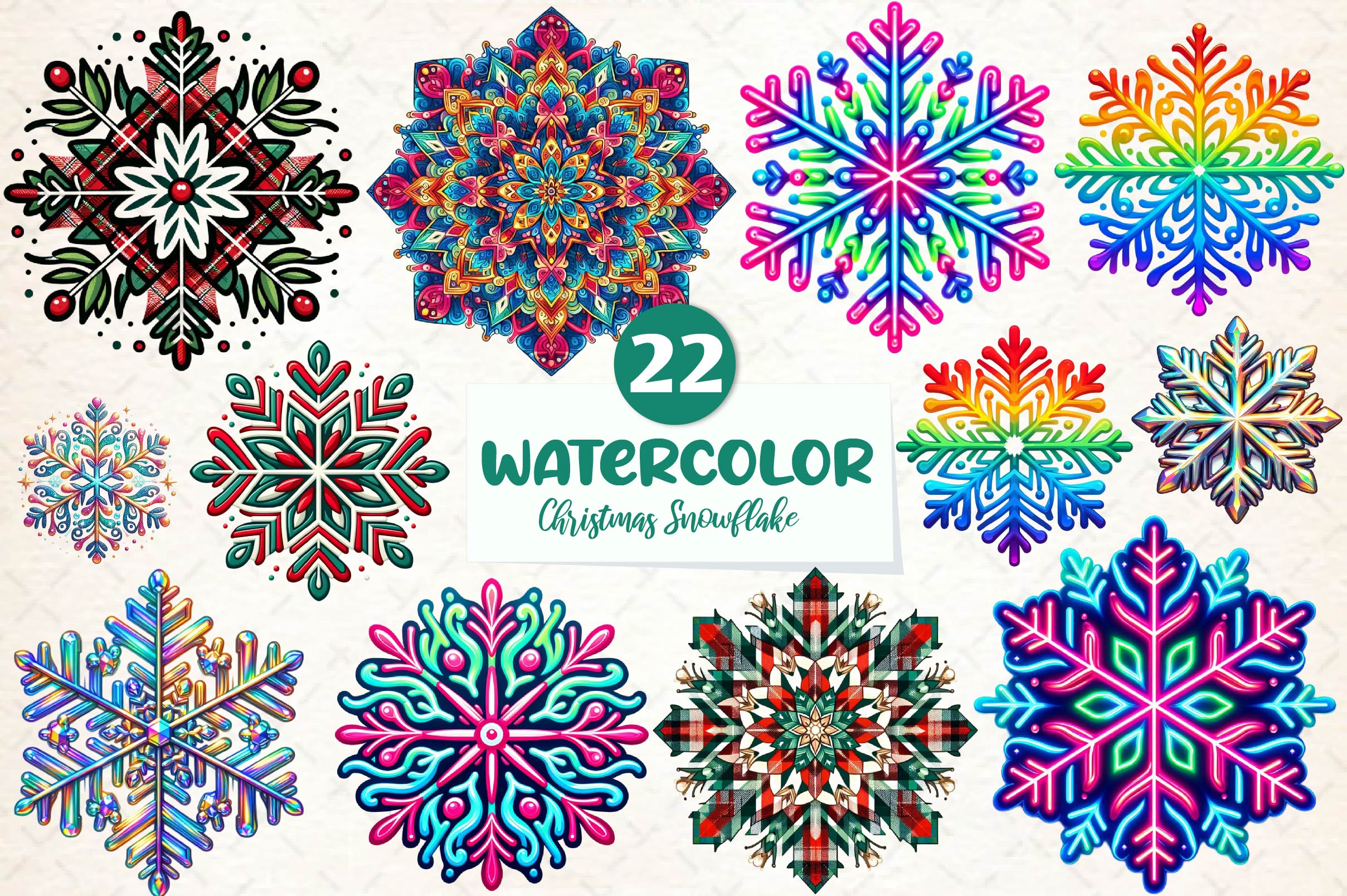 Christmas Snowflake Clipart Bundle