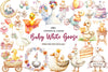 Baby White Goose Birthday Clipart Bundle