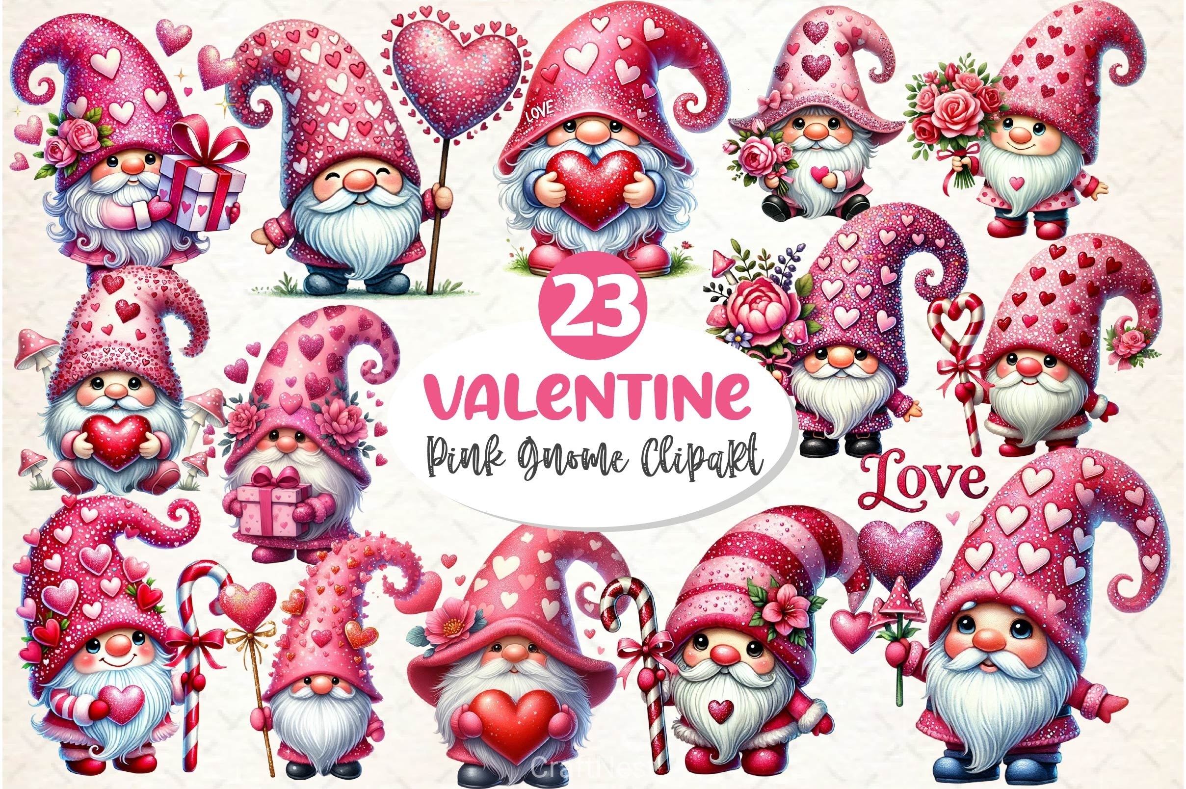 Valentine Gnome Clipart Bundle 5