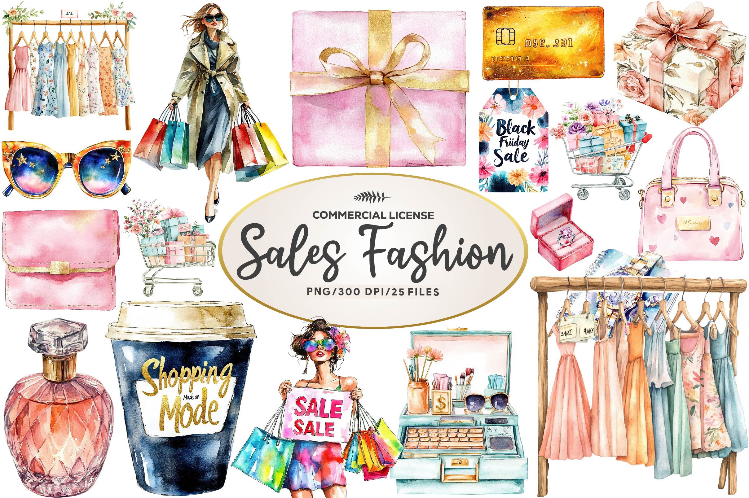 Shopping & Sales Fashion Clipart Bundle 1