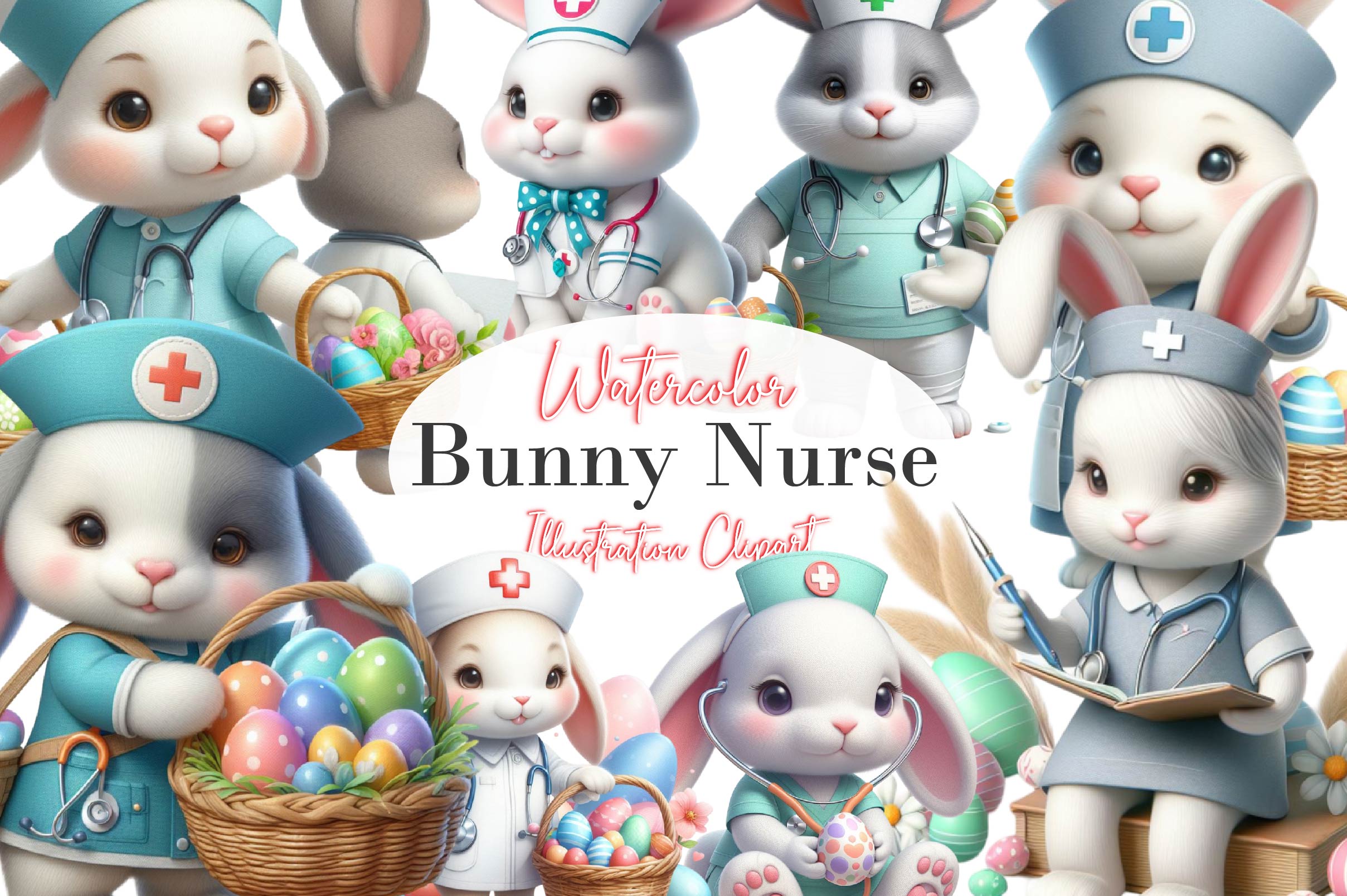 Bunny Nurse Easter Clipart Bundle