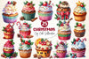Christmas Cupcake Vintage Cupcake Clipart Bundle