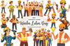 Construction Worker Labor Day Clipart Bundle