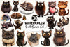 Cute Dark Brown Cat Clipart Bundle