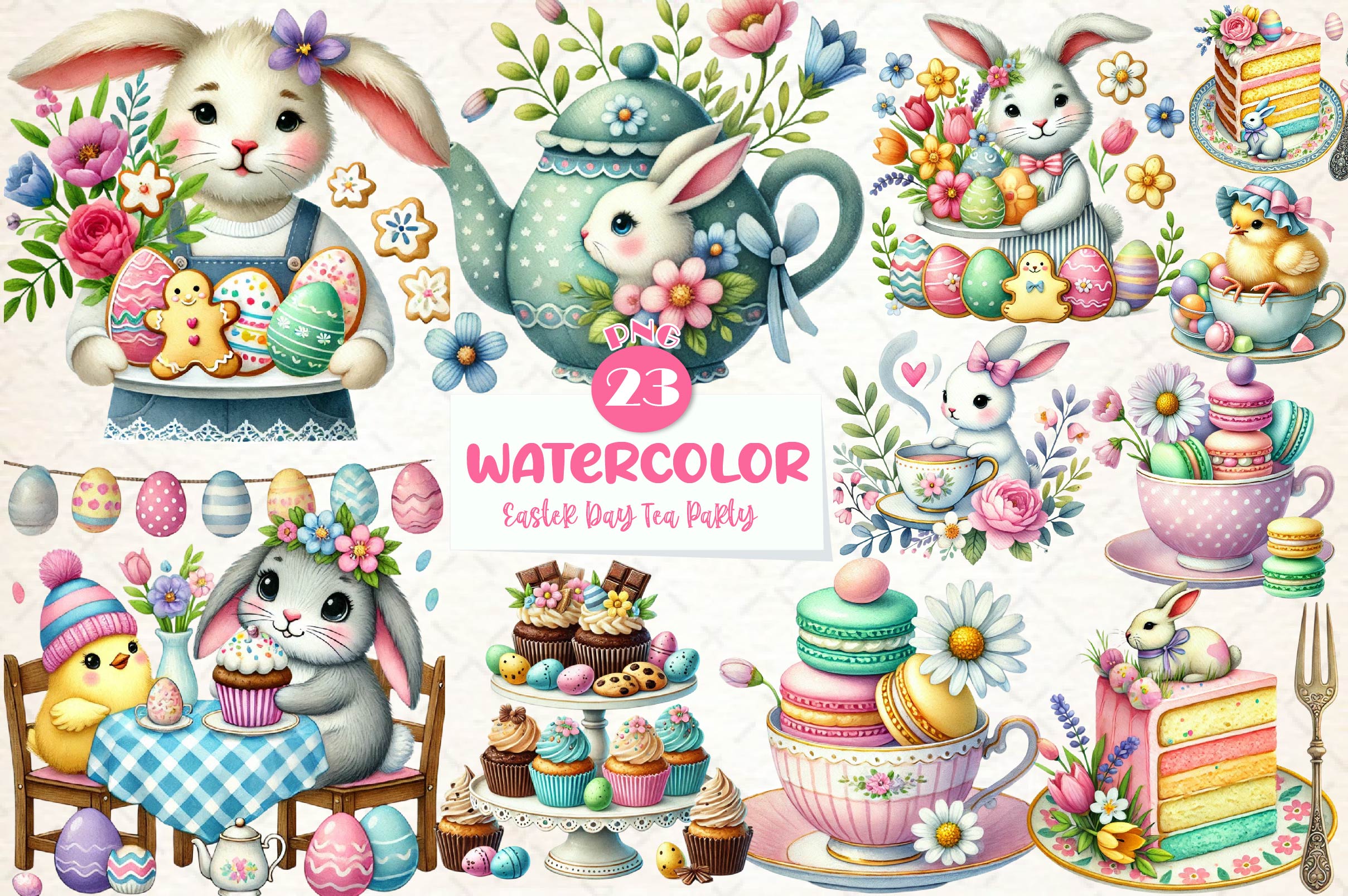 Easter Day Tea Party Clipart Bundle
