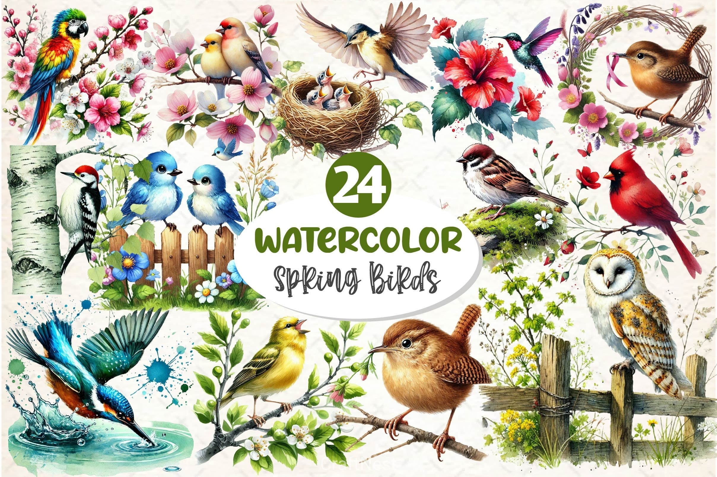 Spring Birds Clipart Bundle 4