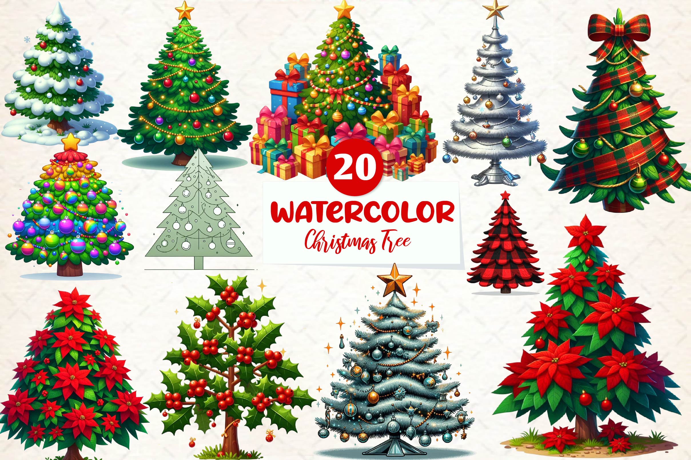 Christmas Tree Clipart Bundle 3