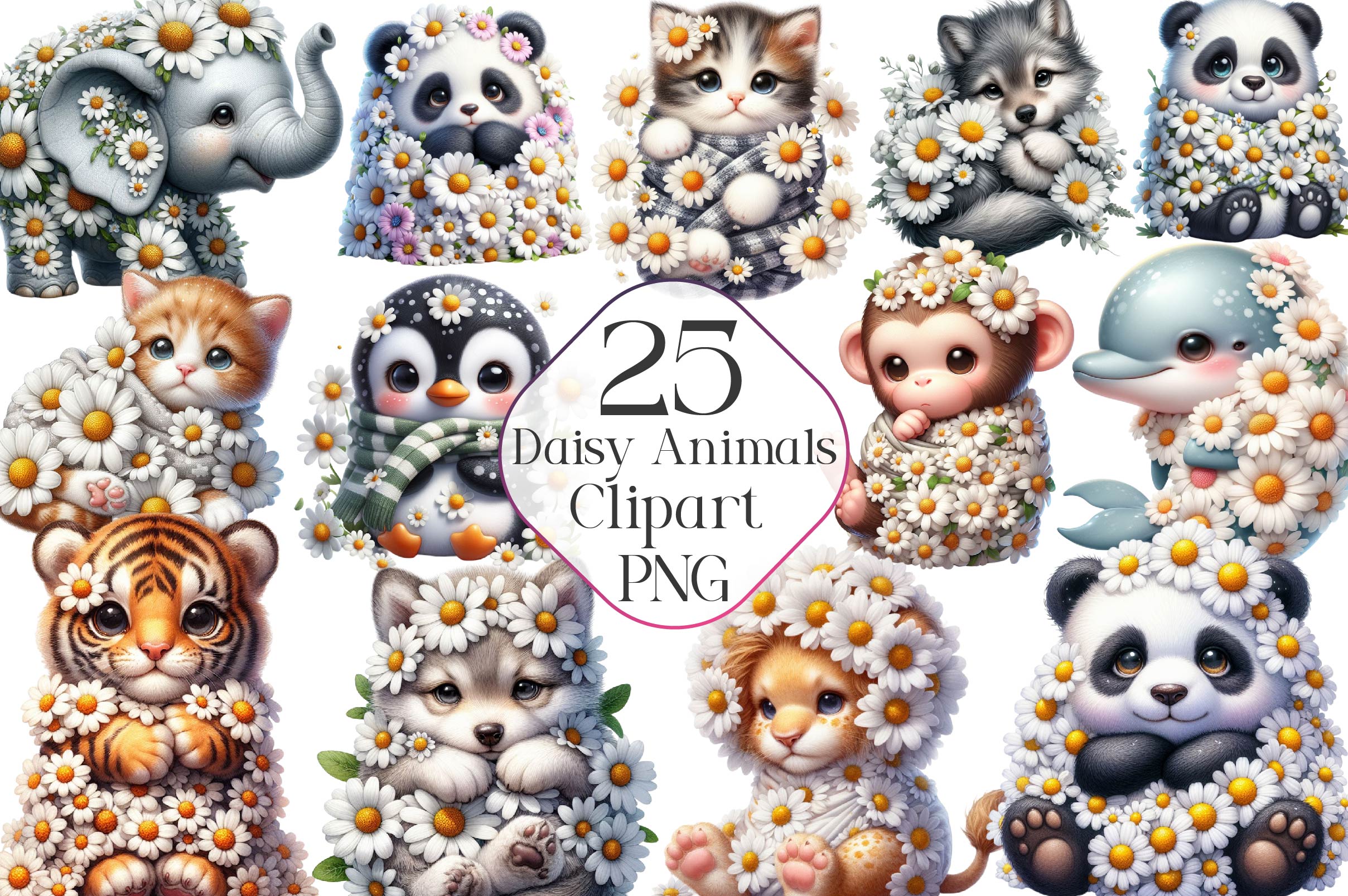 Daisy Animals Clipart Bundle
