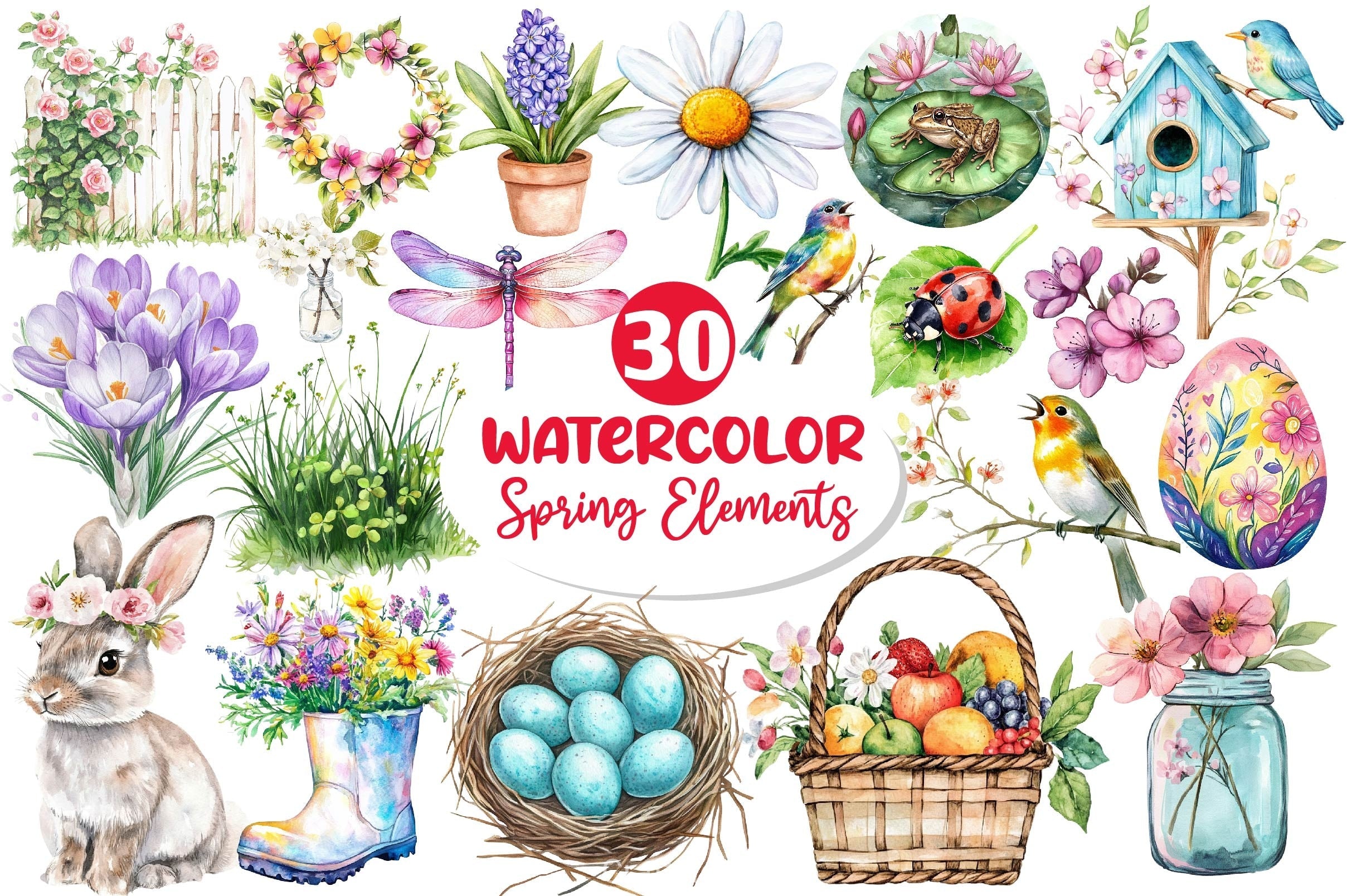 Spring Seasonal Elements Clipart Bundle