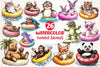 Summer Animals On Float Clipart Bundle 7