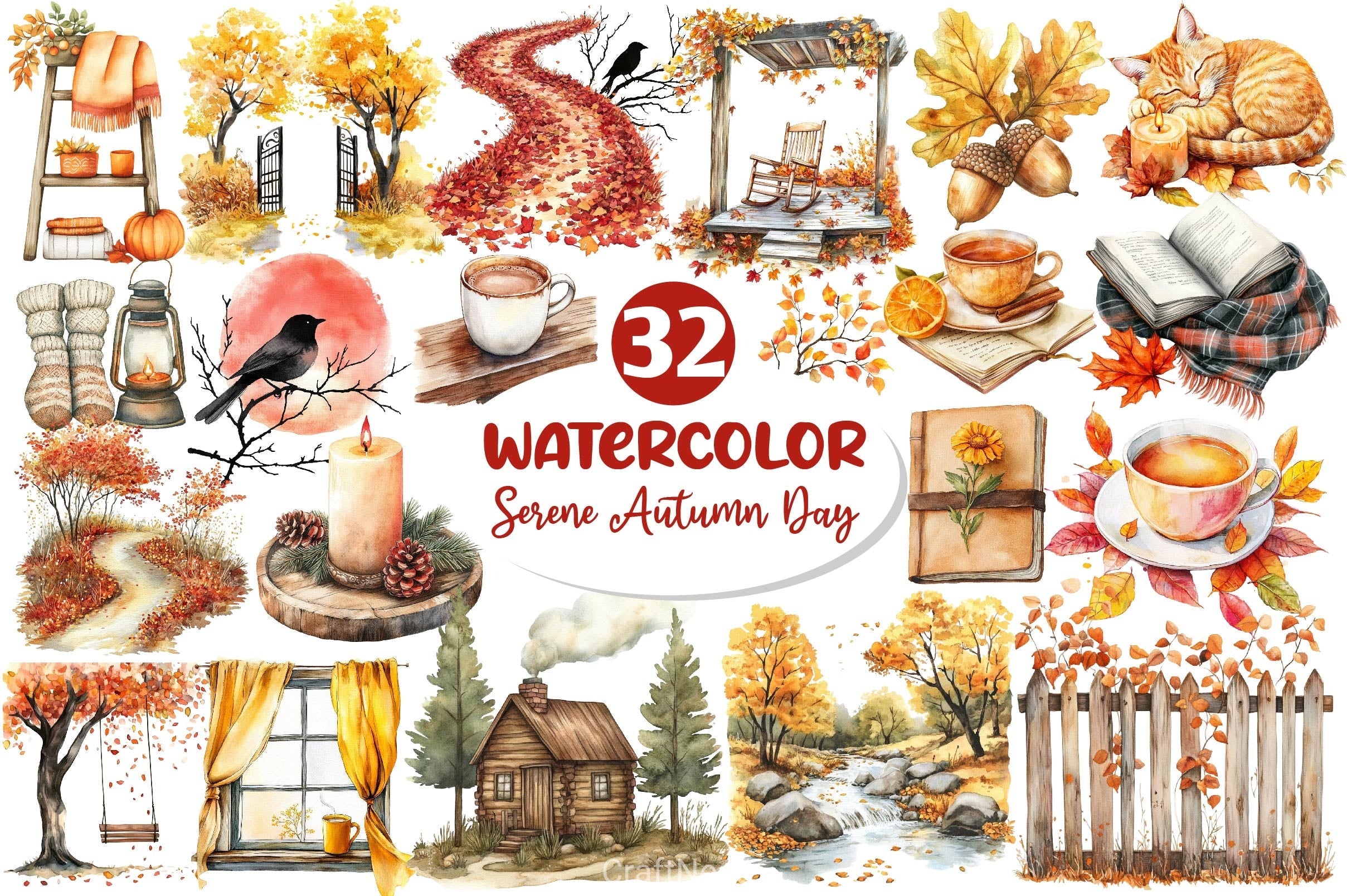Serene Autumn Day Clipart Bundle 4