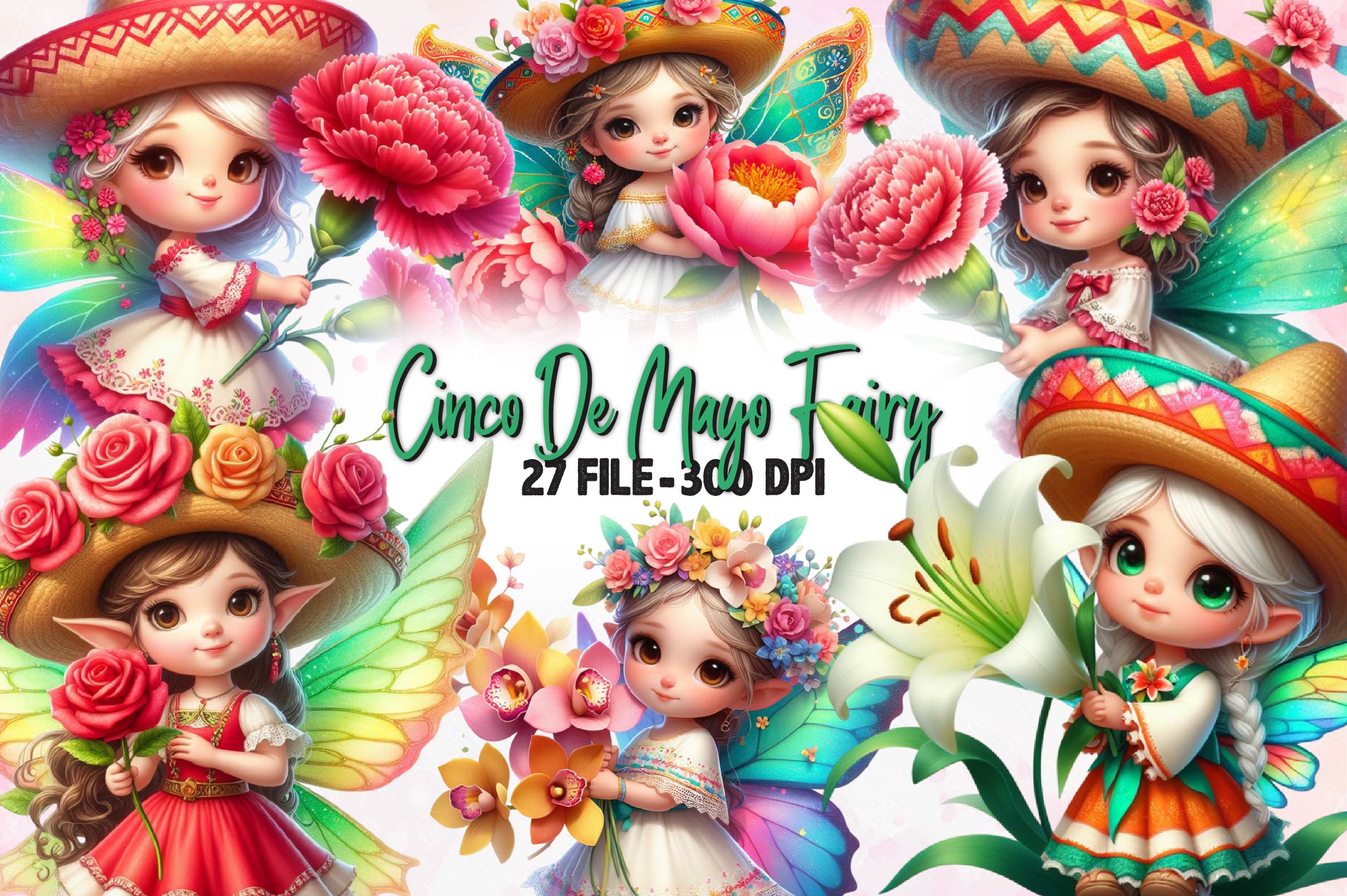 Cinco De Mayo Fairy Clipart Bundle