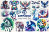 Gemstone Fantasy Animals Clipart Bundle
