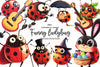 Quirky Funny Ladybug Clipart Bundle