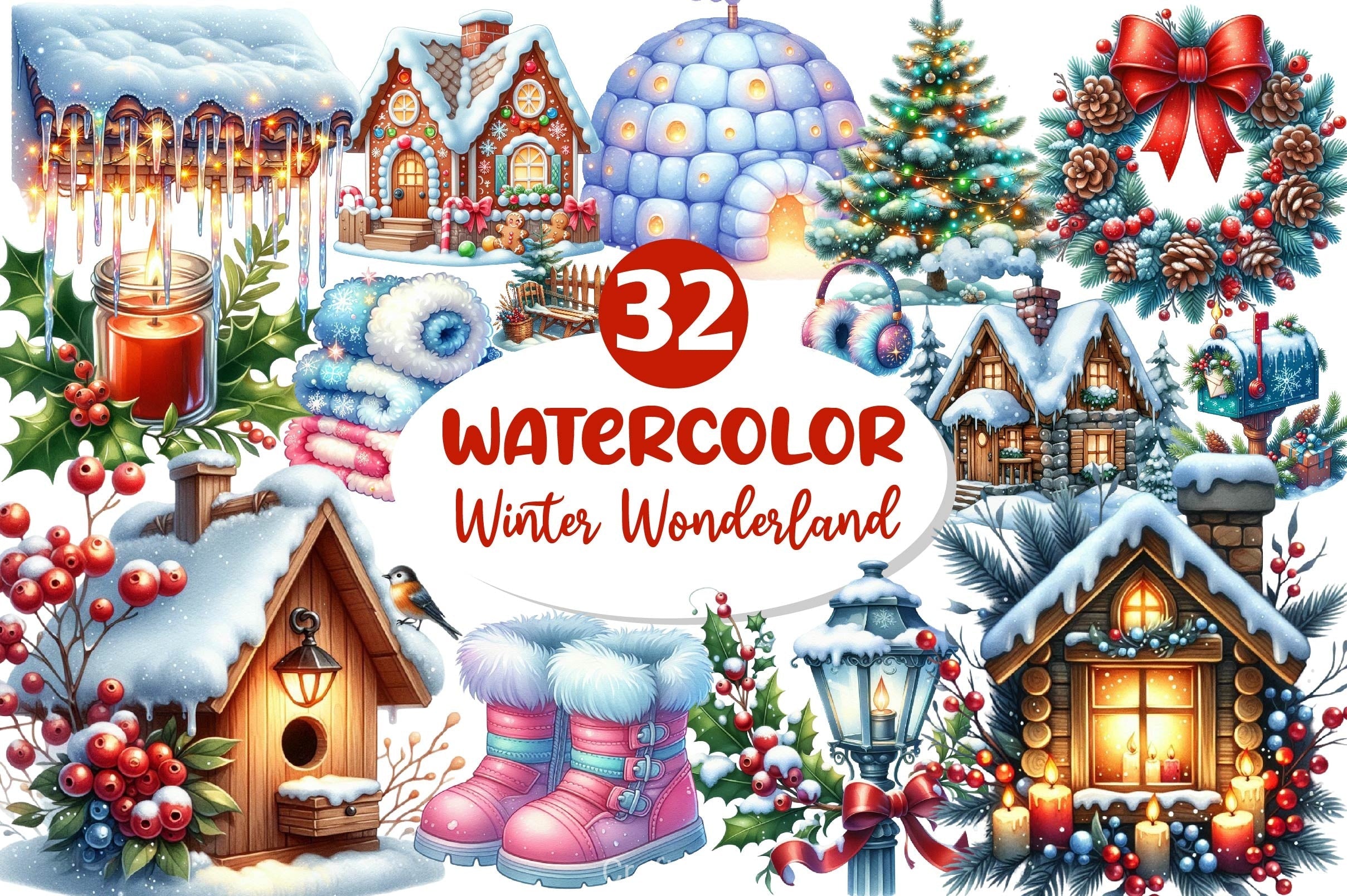 Cozy Winter Wonderland Collection Clipart Bundle