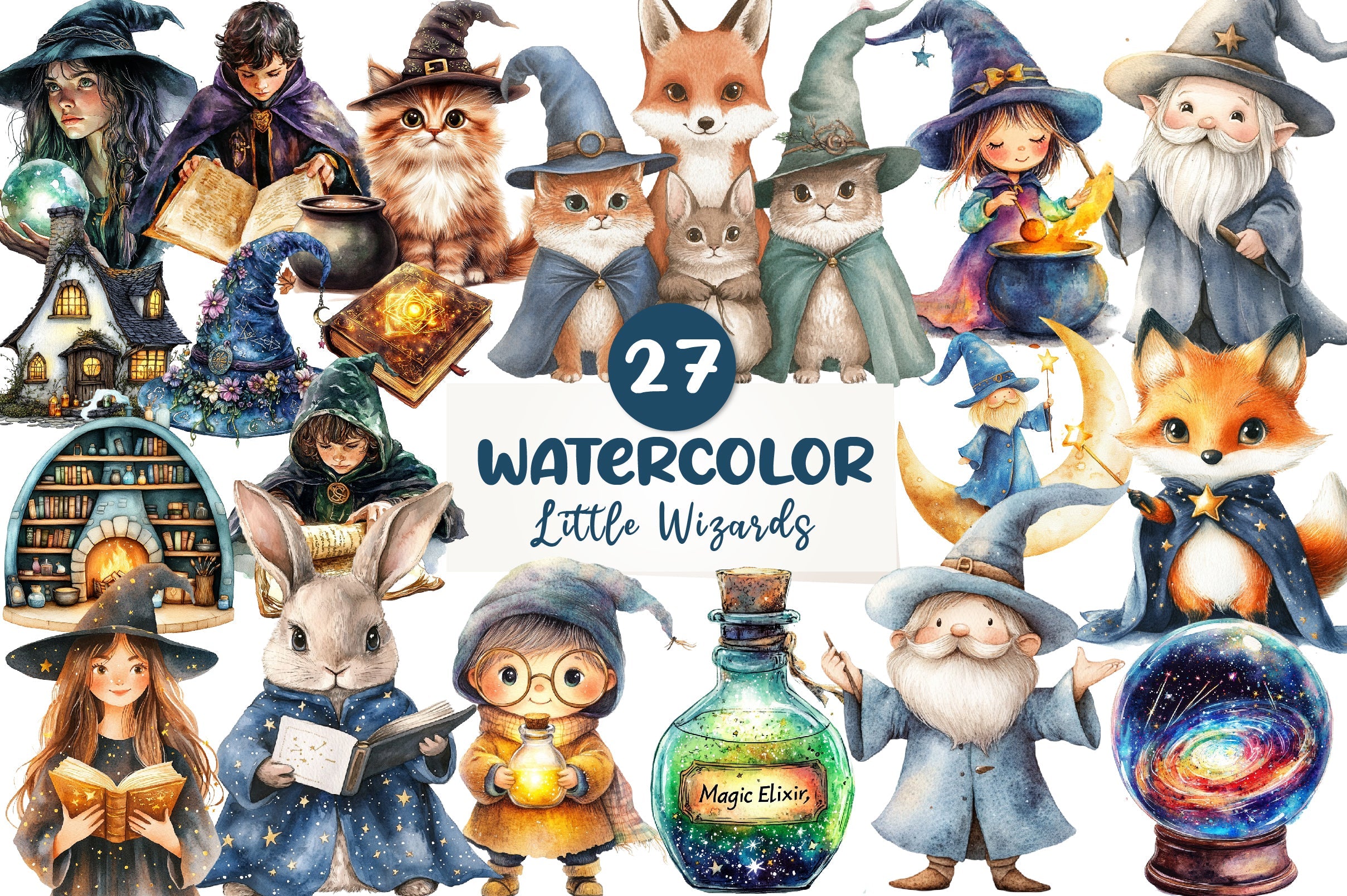 Enchanted Little Wizards Clipart Bundle