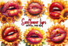 Watercolour Sunflower Lips Clipart Bundle